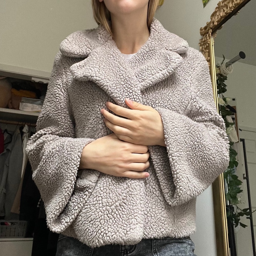 Oversized Gray Teddy Coat